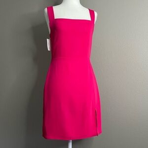 RARE Aritzia Babaton hot pink Barbie eros pink 90s slit sleeveless dress size 4